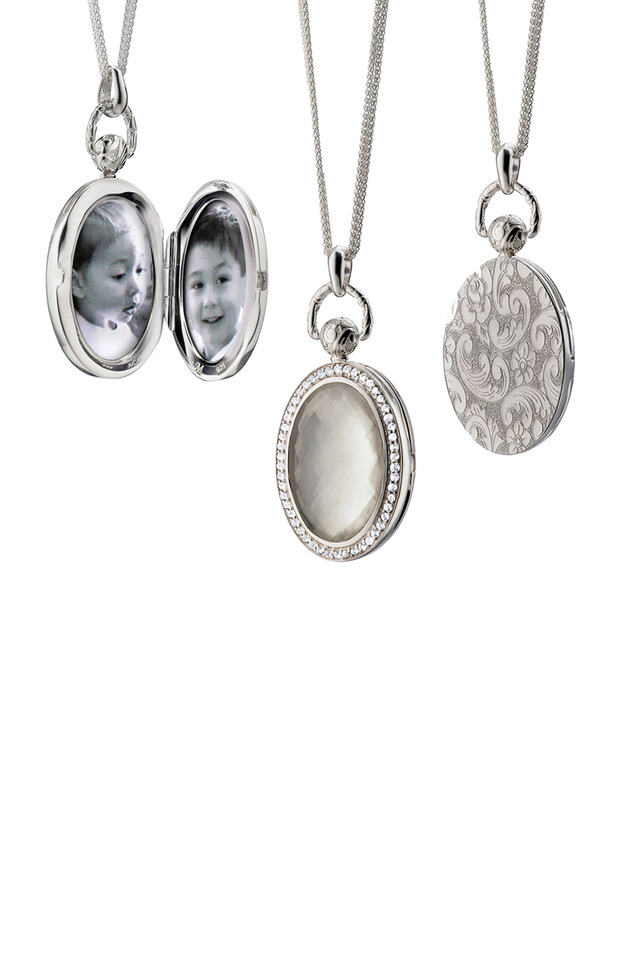 Sterling Silver Crystal Pearl & Diamond Locket