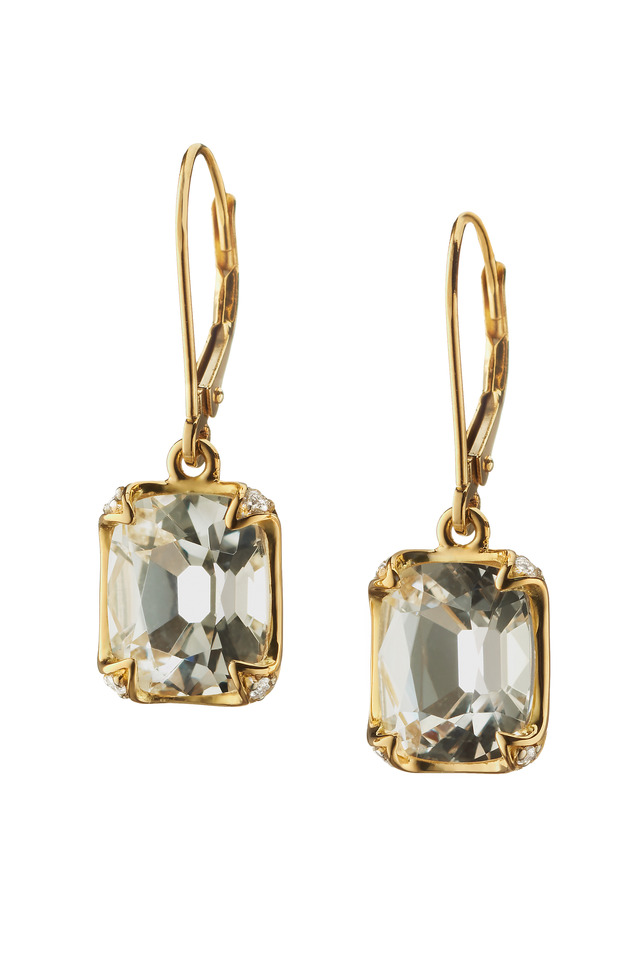 Gold Rock Crystal Diamond Earrings