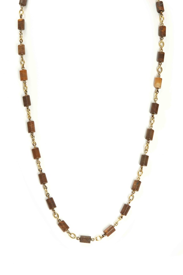 Gold Boulder Opal Tube Bead Necklace