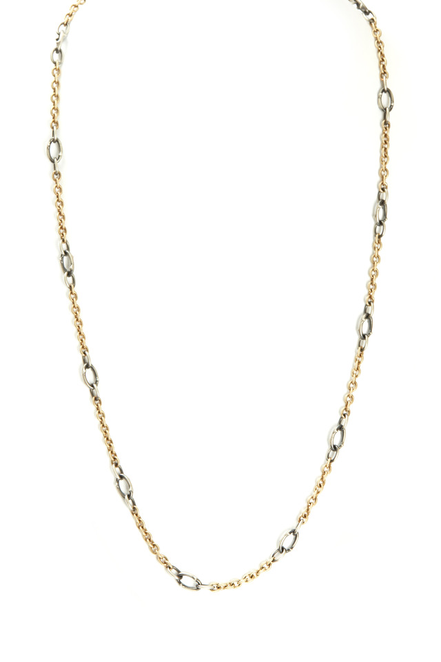 Yellow Gold & Silver Graduated Link Chain Necklace