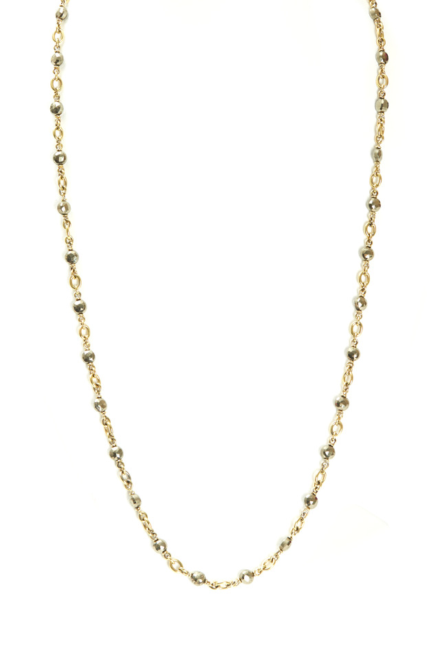 Yellow Gold Hematite Bead Chain Necklace
