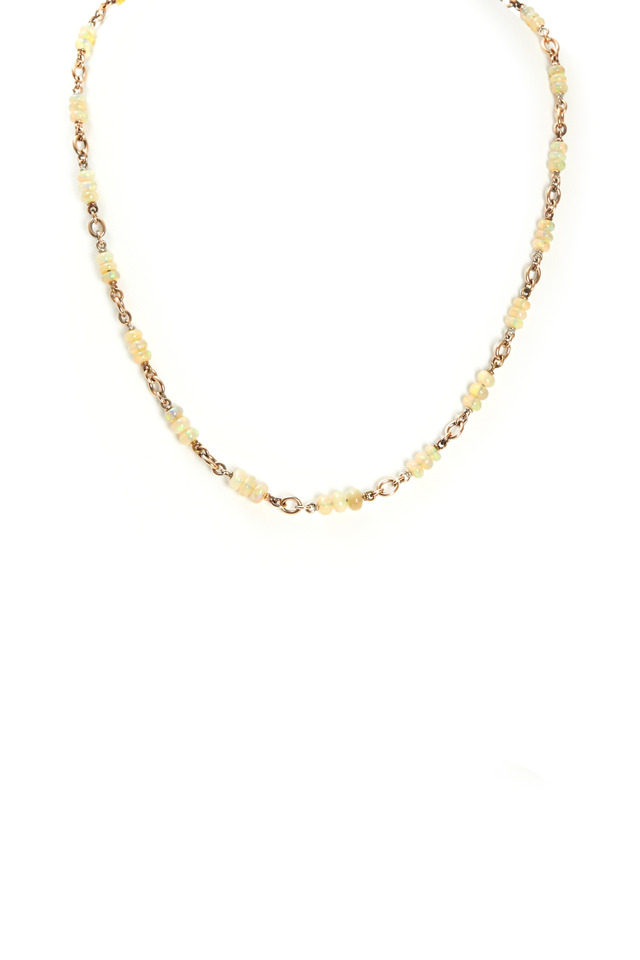 Rose Gold Opal Bead Necklace