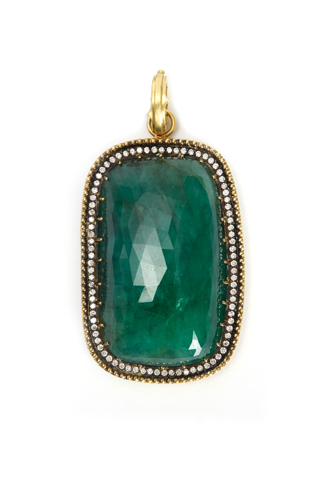 Yellow Gold Cushion Emerald Pendant