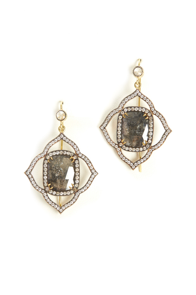 White Gold Rough Diamond Earrings