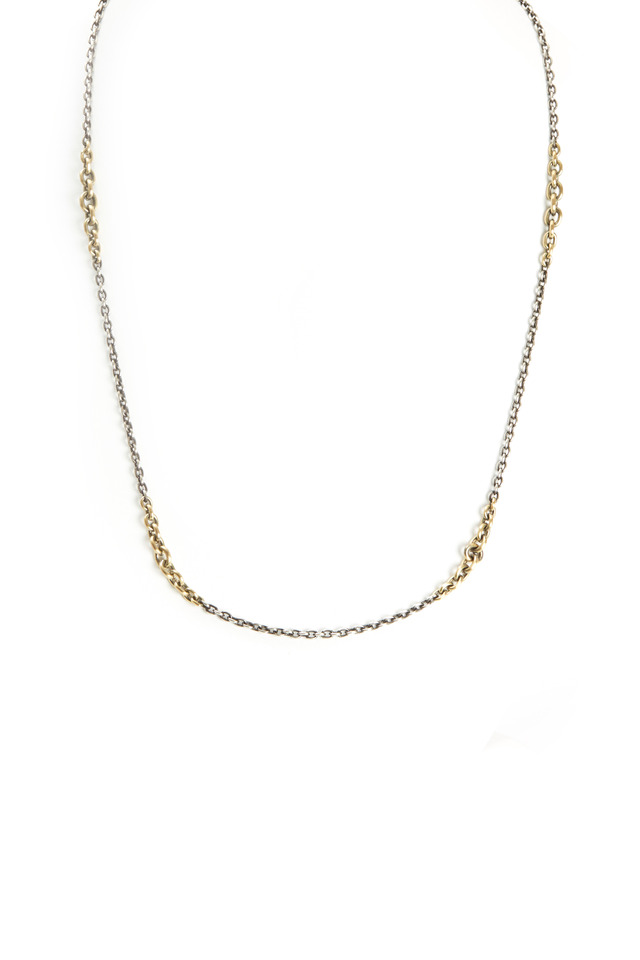 Yellow Gold & Sterling Silver Chain Necklace