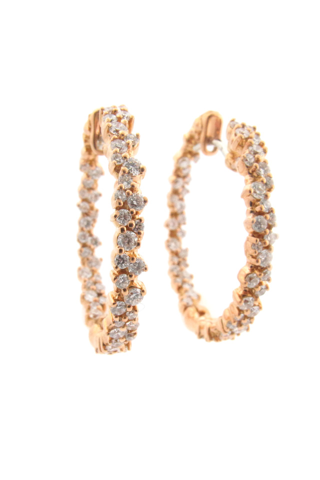 White Diamond Confetti Hoop Earrings