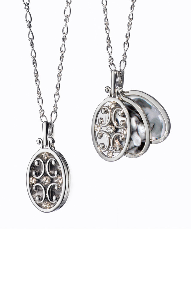 Sterling Silver White Sapphire Oval Gate Locket