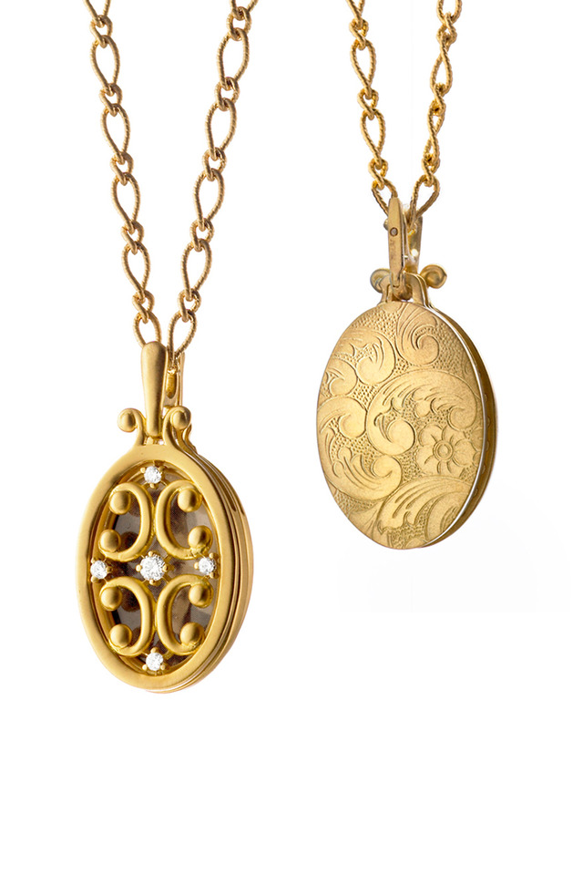 Yellow Gold Oval Gate Locket Necklace