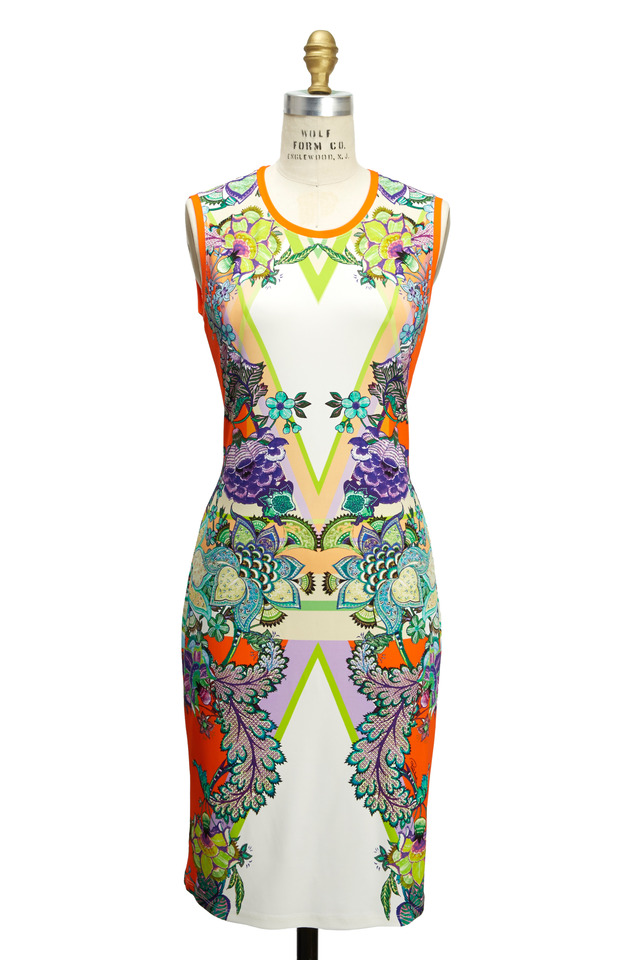 Multicolored Sleeveless High-Neck Print Dress