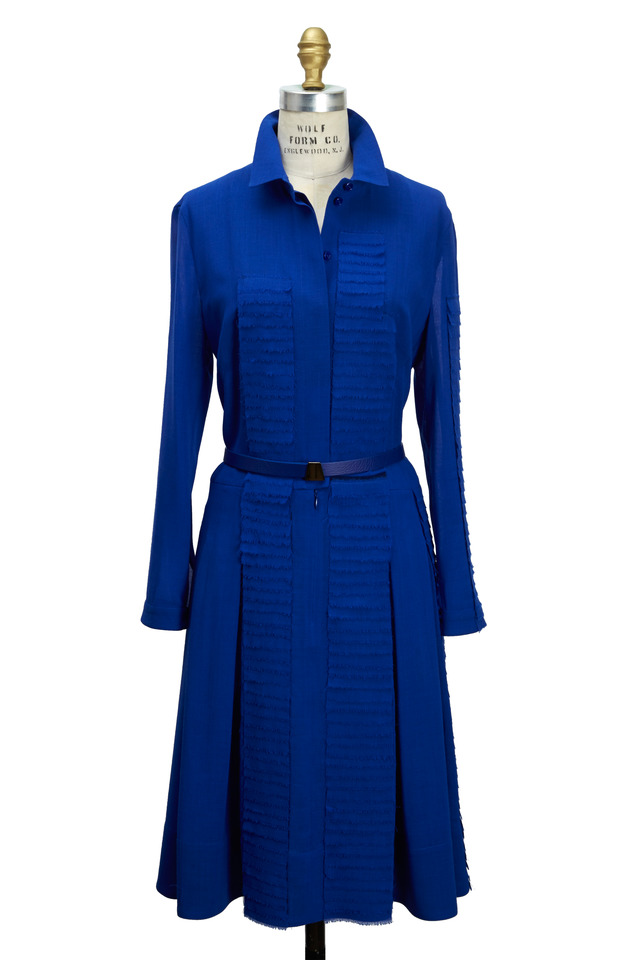 Satellite Blue Wool & Crepe Dress