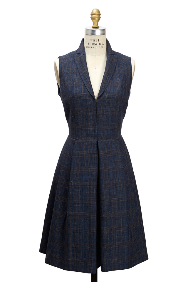 Blue Silk & Linen Coat Dress