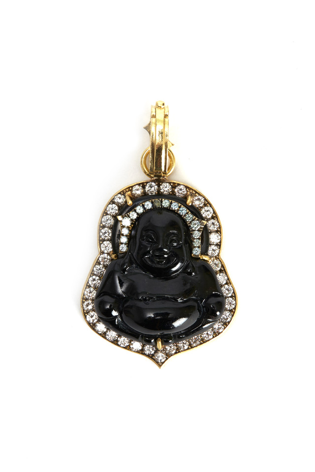 Buddha Black Jade Diamond Pendant