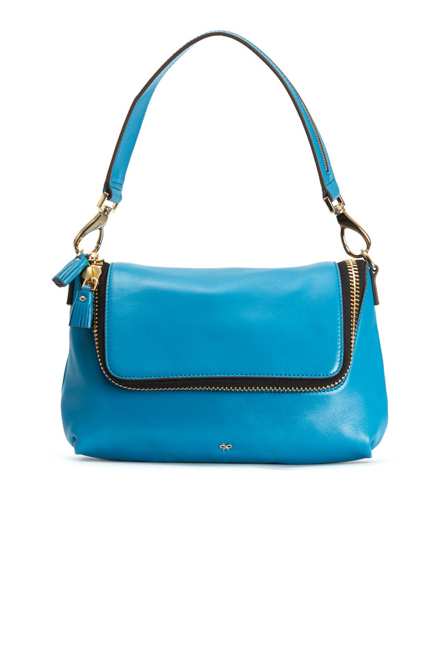 Maxi Zip Bali Blue Leather Crossbody Bag