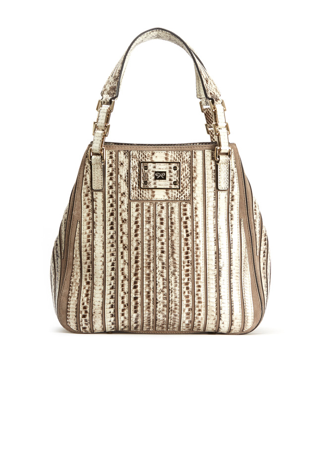 Belvedere Natural & Gray Snakeskin Shoulder Bag