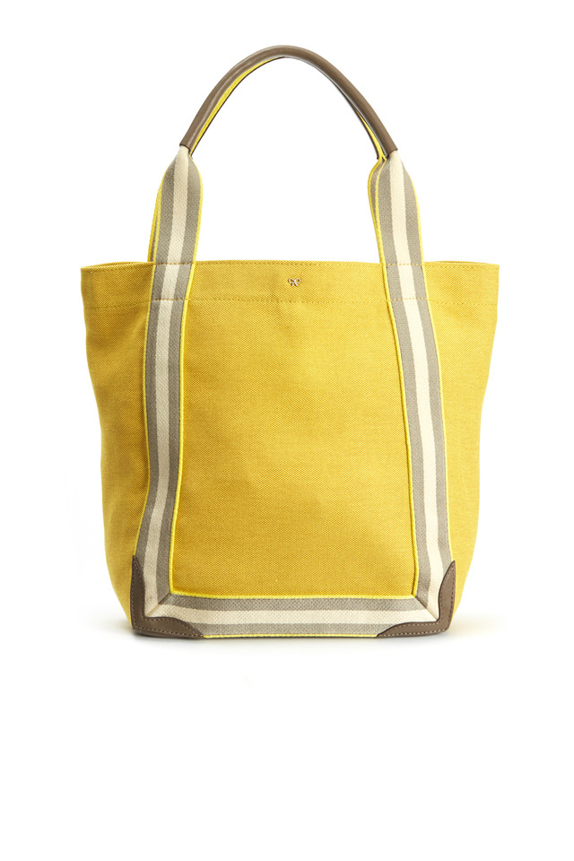 Yellow Canvas Stripe Small Tote