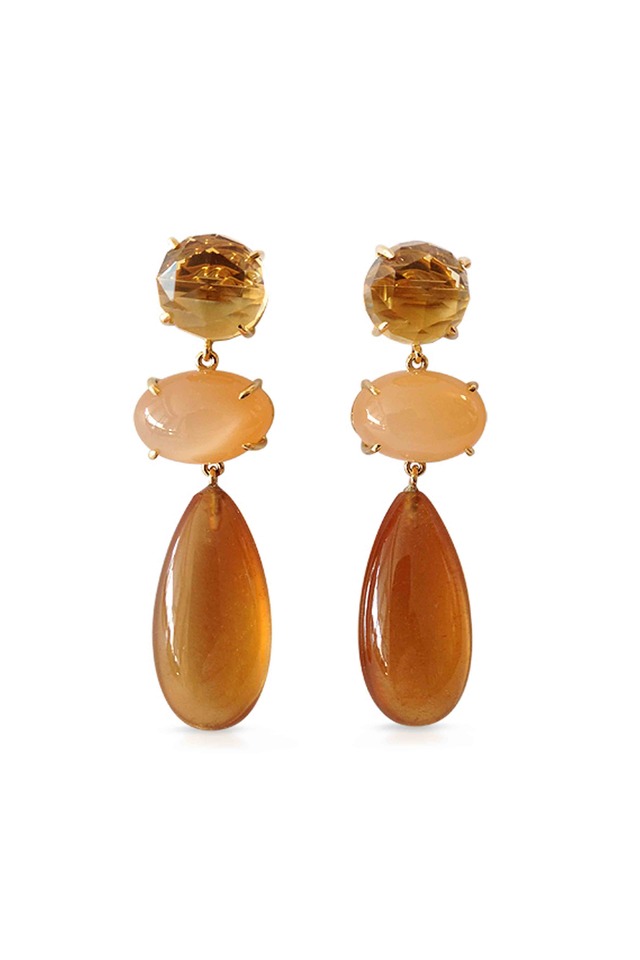 Smokey Topaz And Mother Of Pearl Earrings