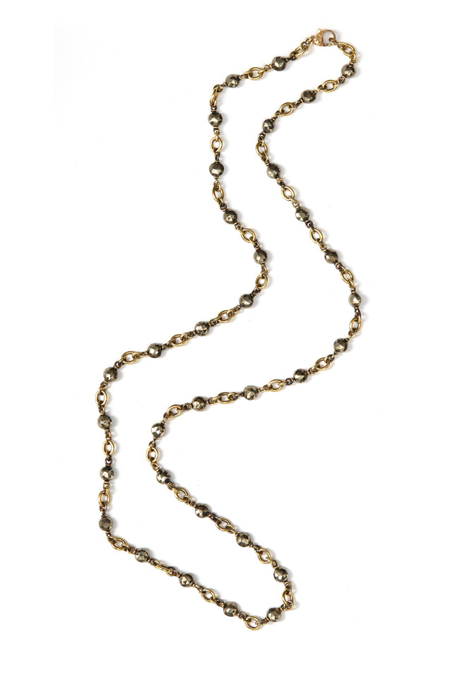 Yellow Gold Hematite Chain Necklace