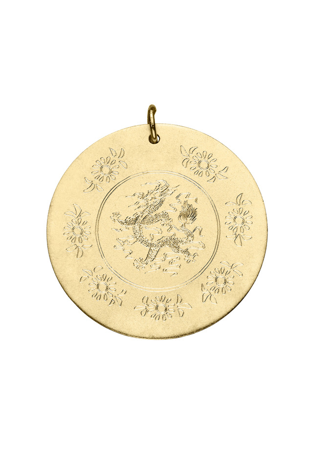 Yellow Gold Dragon Charm Disc