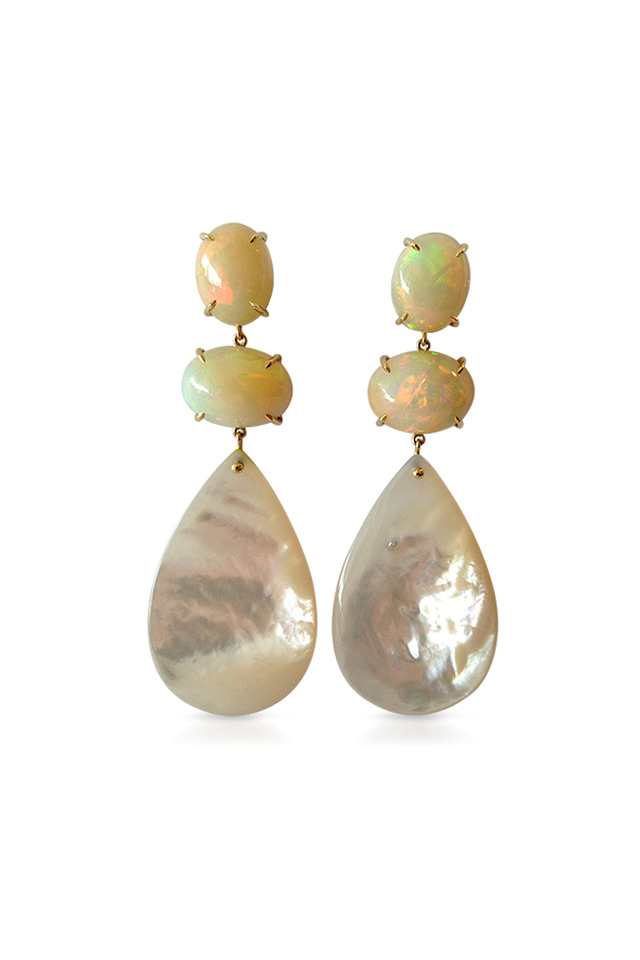 Yellow Gold Fire Opal Dangle Earrings