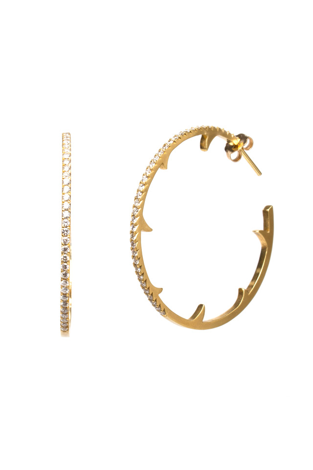 Yellow Gold Diamond Thorn Hoops