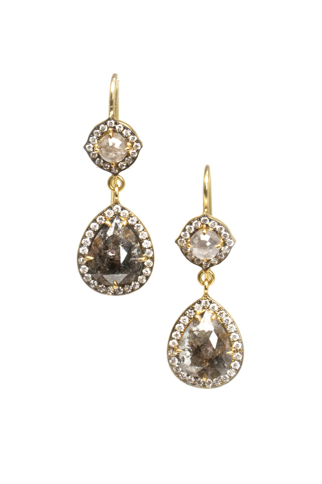 Gold Rough Diamond Drop Earrings