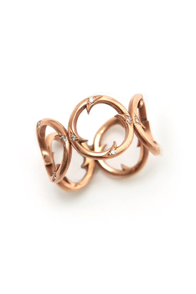 Rose Gold Diamond Circle Thorn Ring