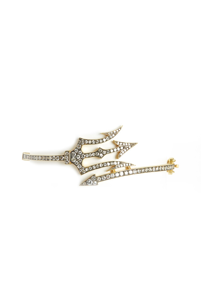 Yellow Gold Diamond Trident Cuff