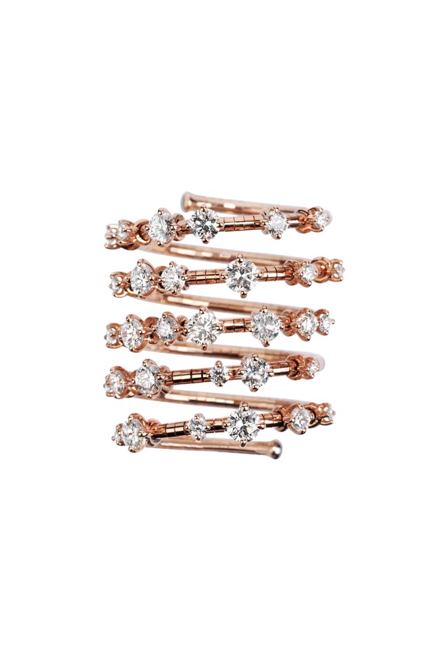 Pink Gold Coil Diamond Ring