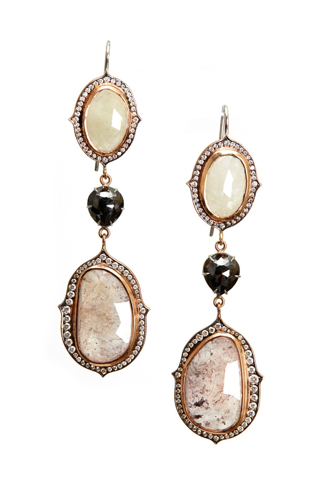Rose Gold Sapphire Diamond Drop Earrings