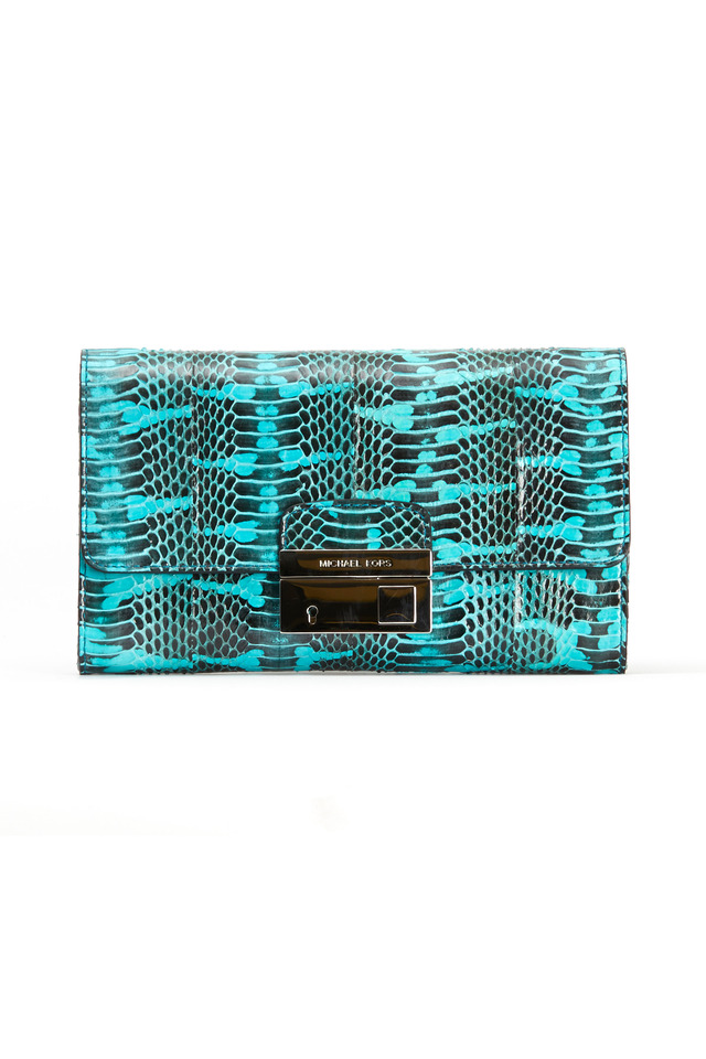 Gia Aqua Snakeskin Clutch