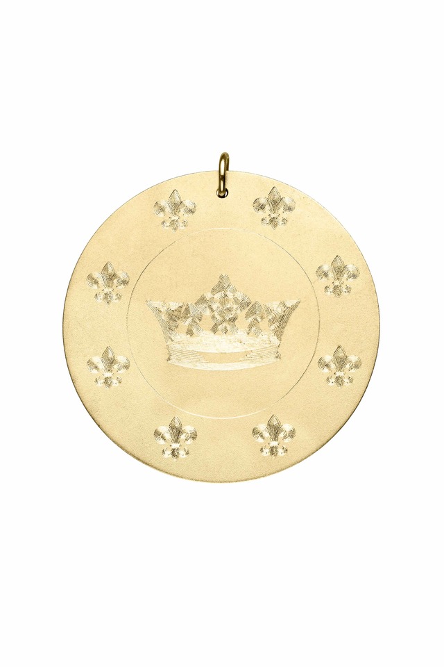 Yellow Gold Crown & Fleur-De-Lis Charm Pendant