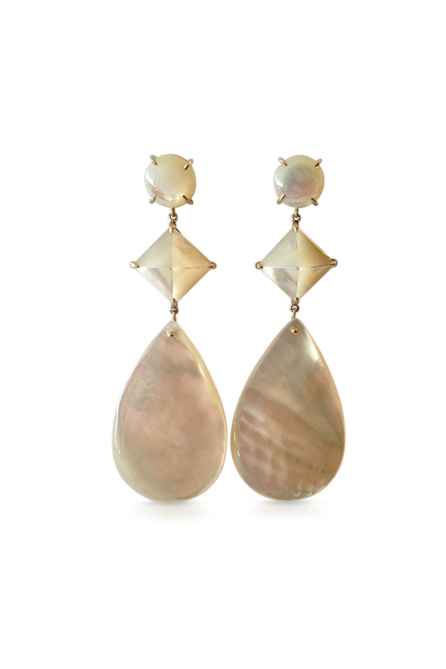 White Gold Stone Dangle Earrings