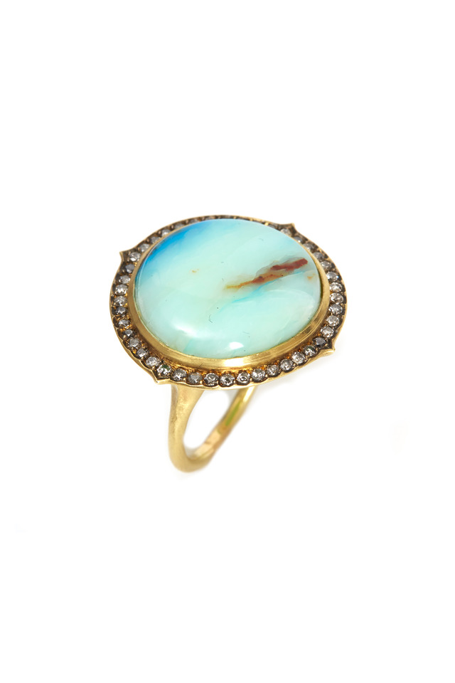 Gold Peruvian Opal Diamond Cocktail Ring