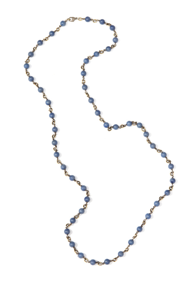 Gold Blue Aventurine Chain Necklace