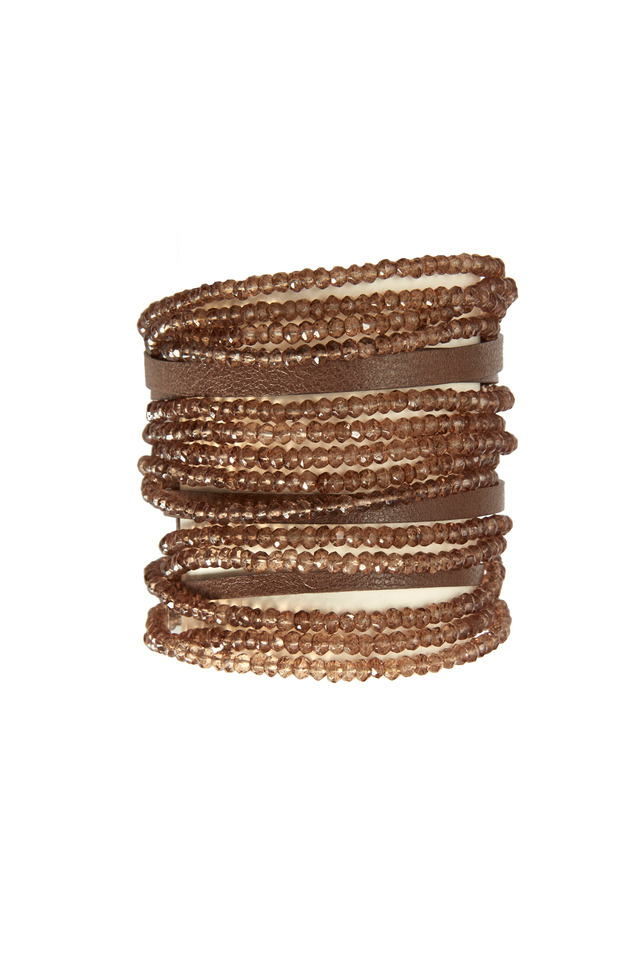Burnt Quartz Leather Cuff