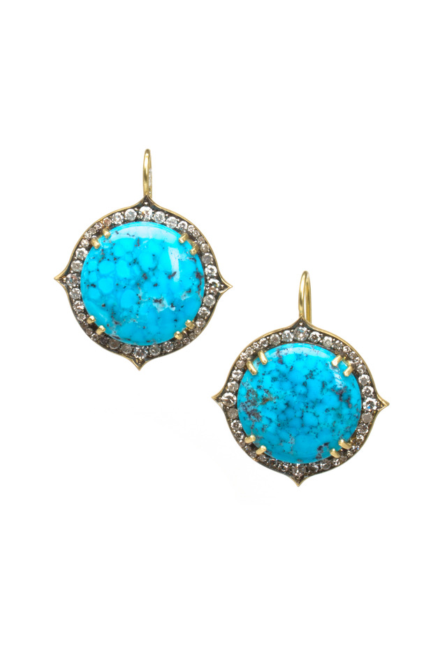 Gold Kingsman Turquoise Diamond Earrings