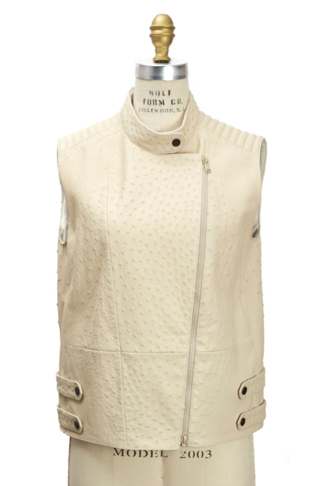 Vanilla Ostrich Biker Vest