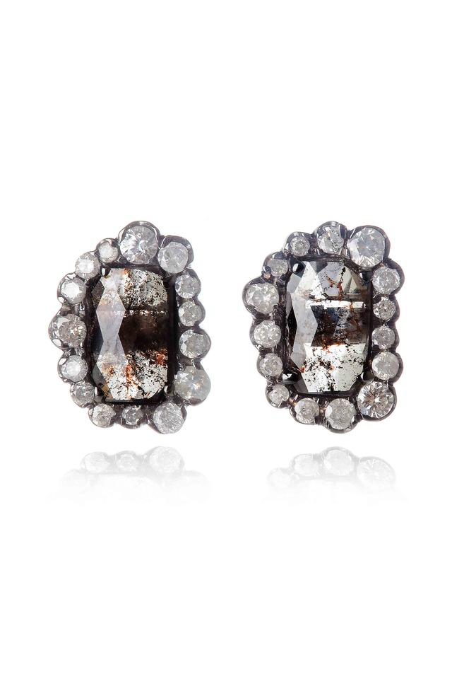 Diamond & Irregular Diamond Stud Earrings