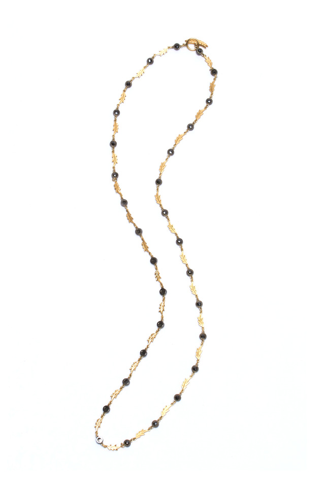 Gold & Silver Black Diamond Feather Necklace