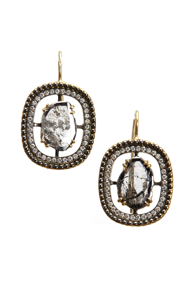 Yellow Gold Diamond Slice Earrings