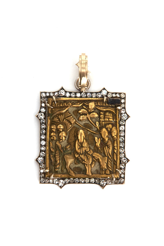 Gold Russian Icon Diamond Pendant