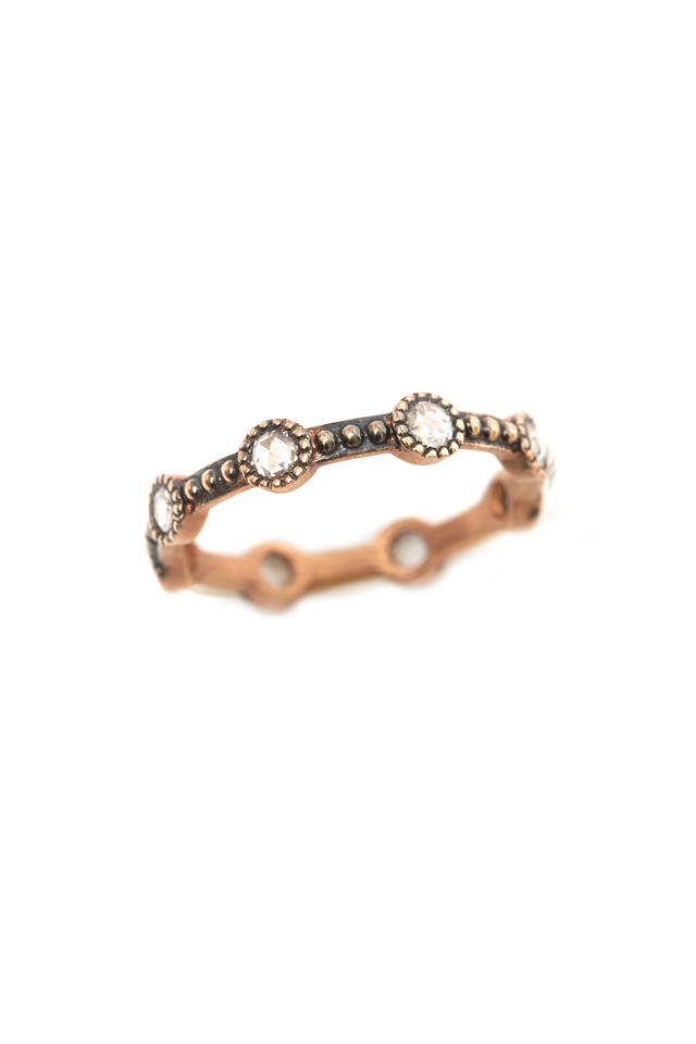 Rose Gold Rose-Cut Diamond Mini Caviar Ring