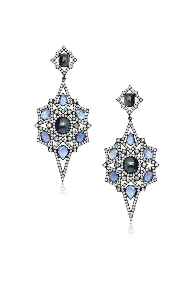 Blue Sapphire Diamond Earrings