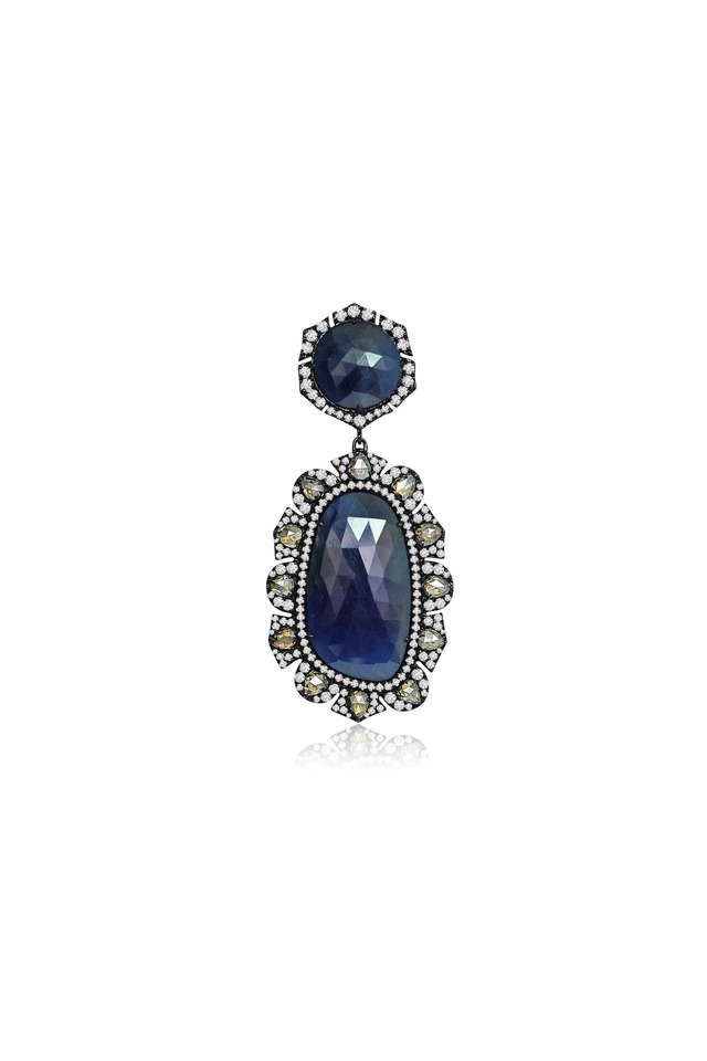Rough Sapphire & Diamond Pendant
