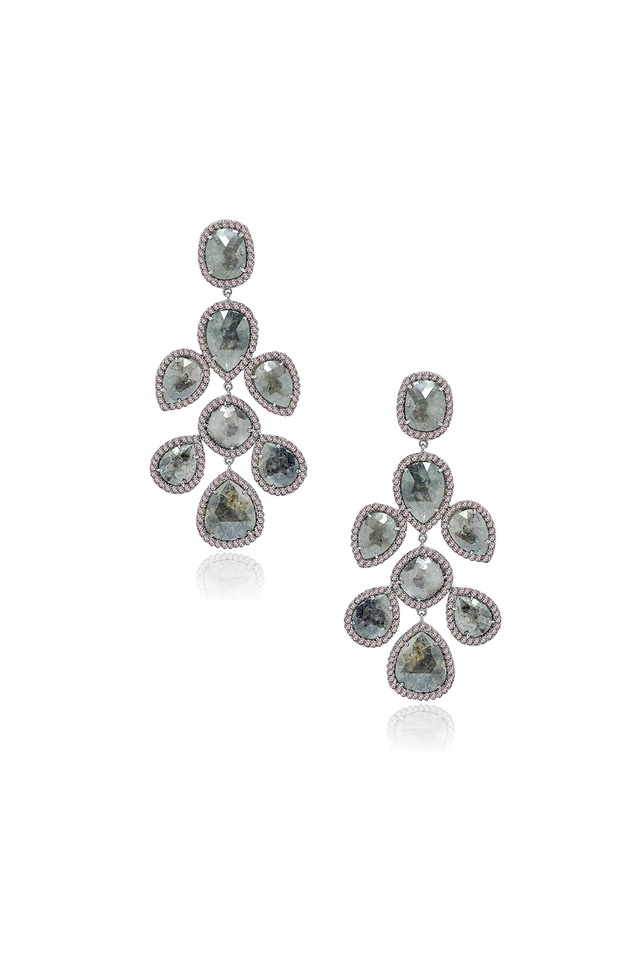 Gold Rough Diamond Chandelier Earrings
