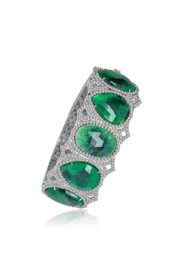 White Gold & Emerald Diamond Bracelet