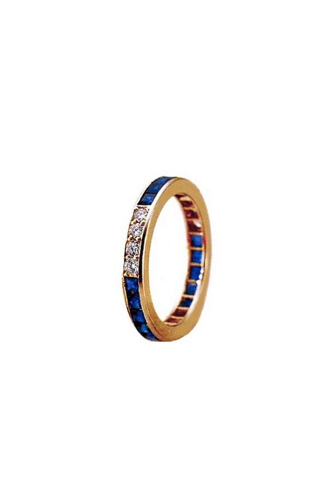 Gold Sapphire & Diamond Guard Ring