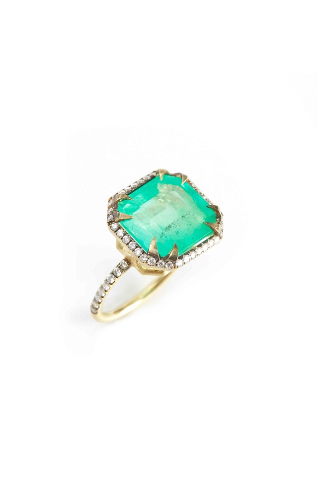 Gold Emerald & Diamond Ring
