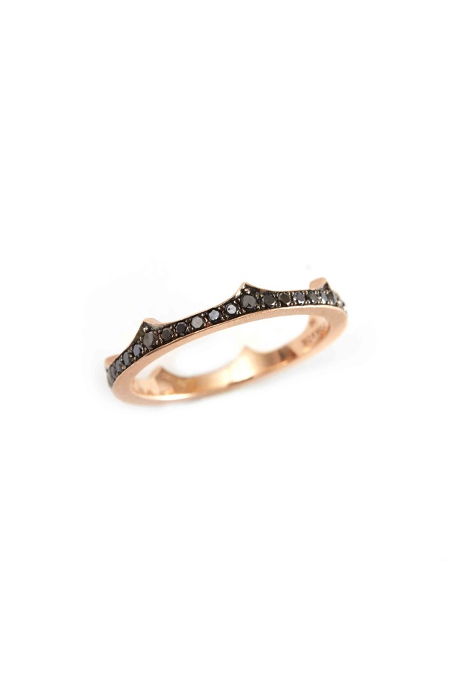 Pink Gold Black Diamond Crown Band Ring