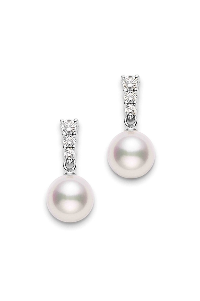 White Gold Akoya Pearl Diamond Earrings
